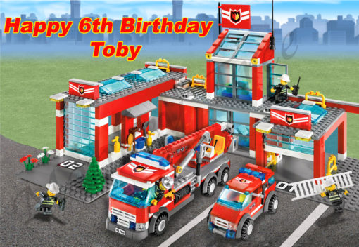 lego city edible cake image birthday party