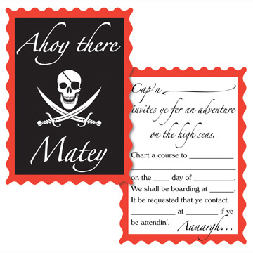 Pirate Party Invite Invitation Birthday