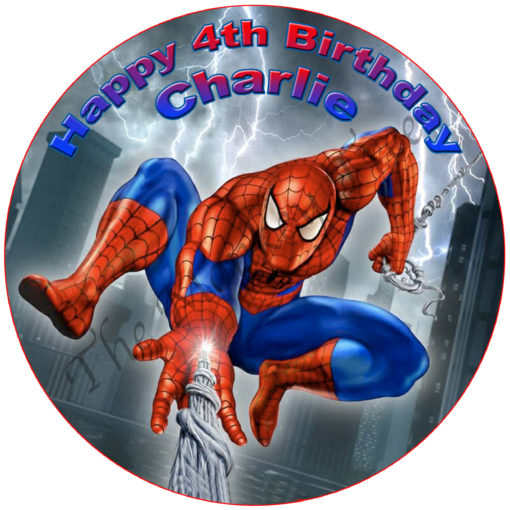 spiderman edible cake fondant icing image party superhero