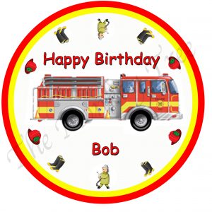 fire engine sam edible cake image fondant