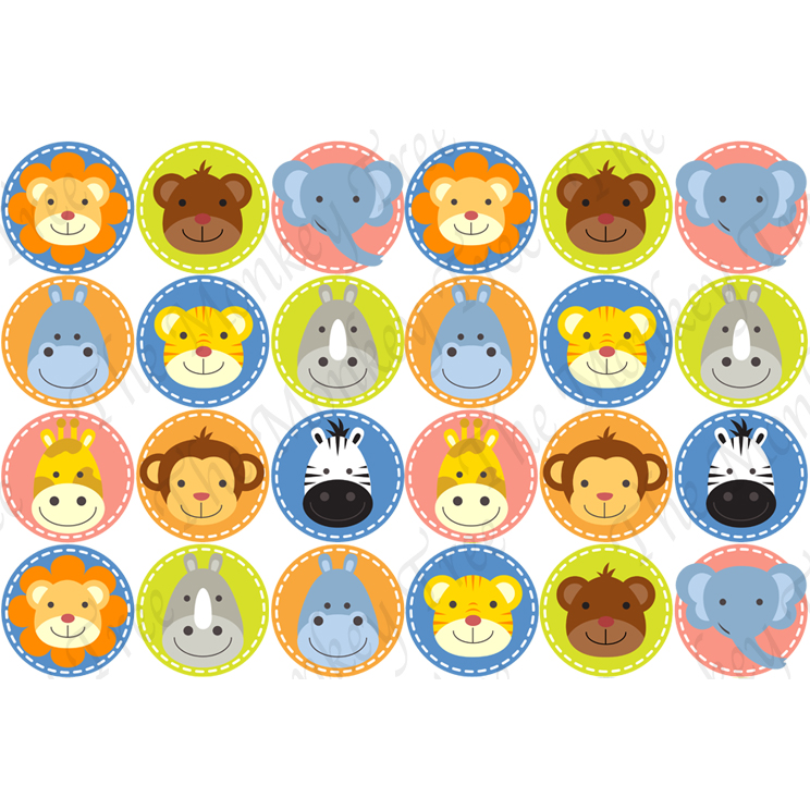Jungle Animal Face Edible Cupcake Images - The Monkey Tree