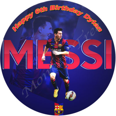 messi fc barcelona football soccer edible image fondant cake