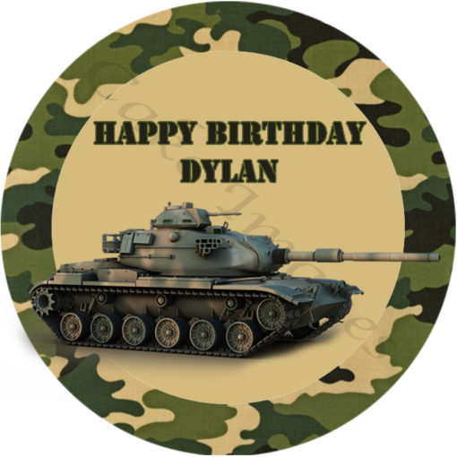 army tank edible cake image fondant cupcake