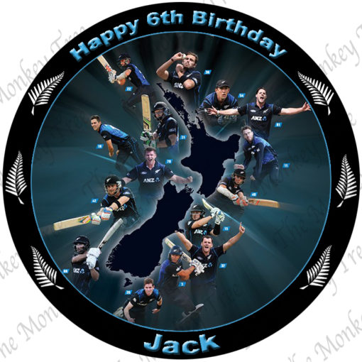 black caps cricket edible cake image fondant