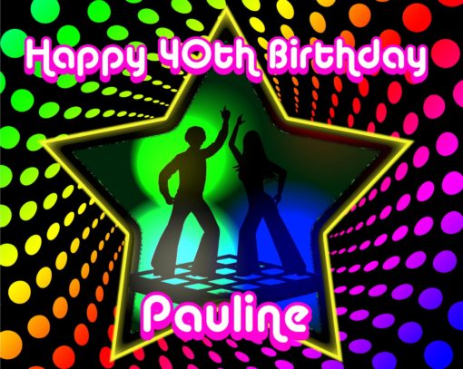 disco party birthday edible cake image fondant