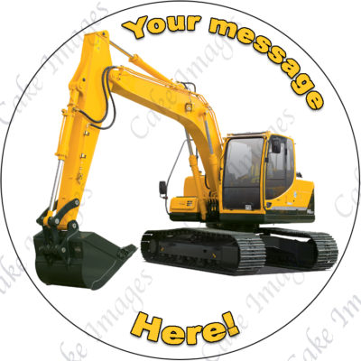 excavator digger edible cake image fondant construction