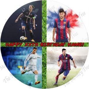 messi football fc barcelona edible cake image fondant soccer