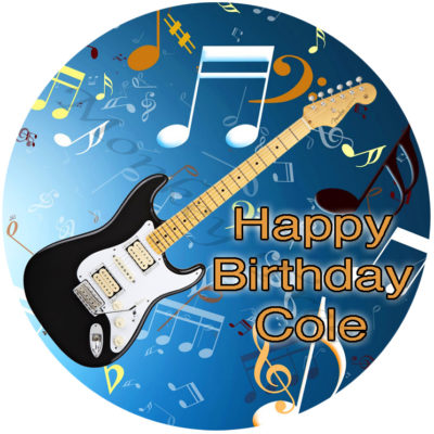 Personalised Electric Guitar Music Edible Icing Birthday Party Cake Topper 