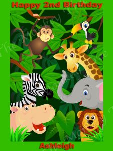 jungle edible image fondant cake tiger lion giraffe