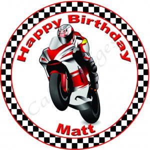 motorbike edible image fondant cake