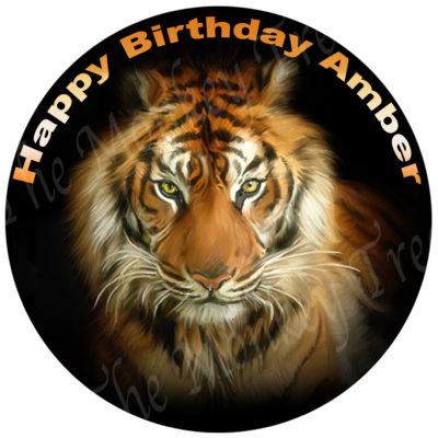 edible image fondant cake tiger black white yellow