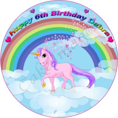 edible image fondant cake unicorn rainbow fairy magic