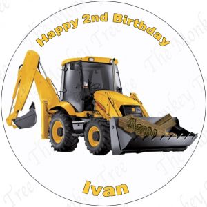 construction digger edible image cake