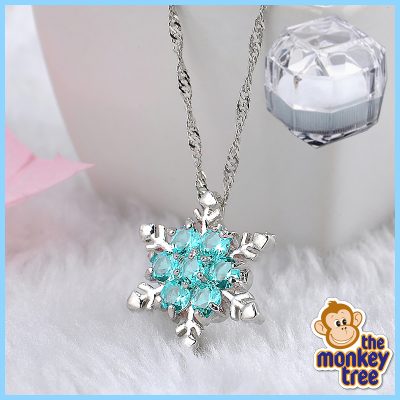 frozen snowflake necklace Christmas Elsa pendant silver
