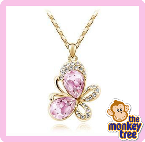 pendant butterfly necklace pink