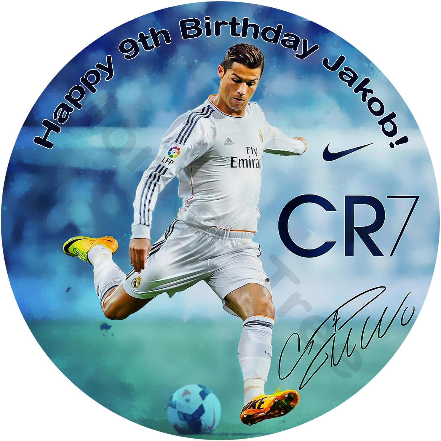 Personalised Cristiano Ronaldo cake topper A4 Icing sheet 8"dia Round ...