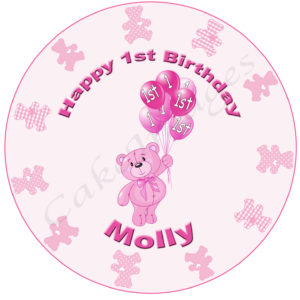 baby girl 1st birthday shower party cake image topper