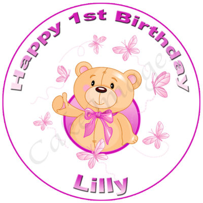 first birthday teddy party edible image baby