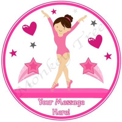 gymnastics gym ballet pink edible cake image topper birthday