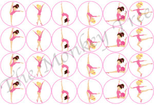 gymnastics gym pink cupcake birthday topper