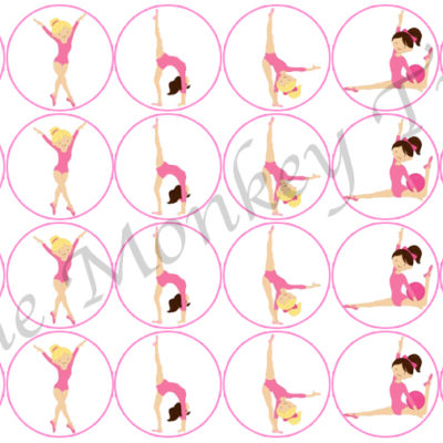 gymnastics gym pink cupcake birthday topper