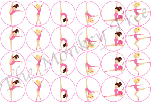 gymnastics gym pink cupcake birthday topper