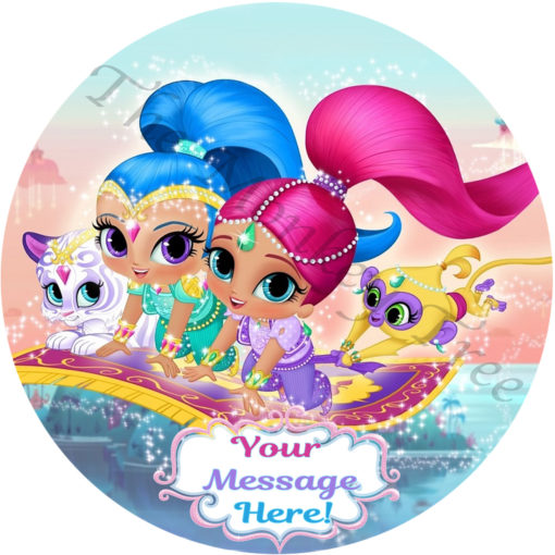 shimmer and shine edible cake topper photo birthday cake