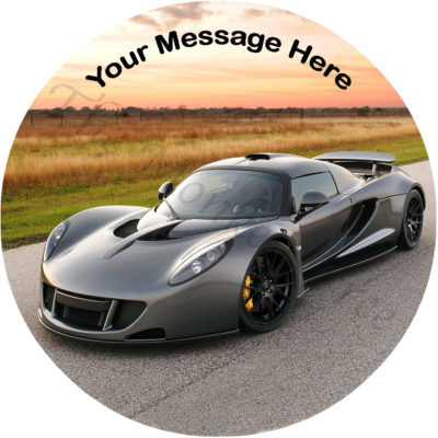 Hennessey Venom silver car edible image cake topper