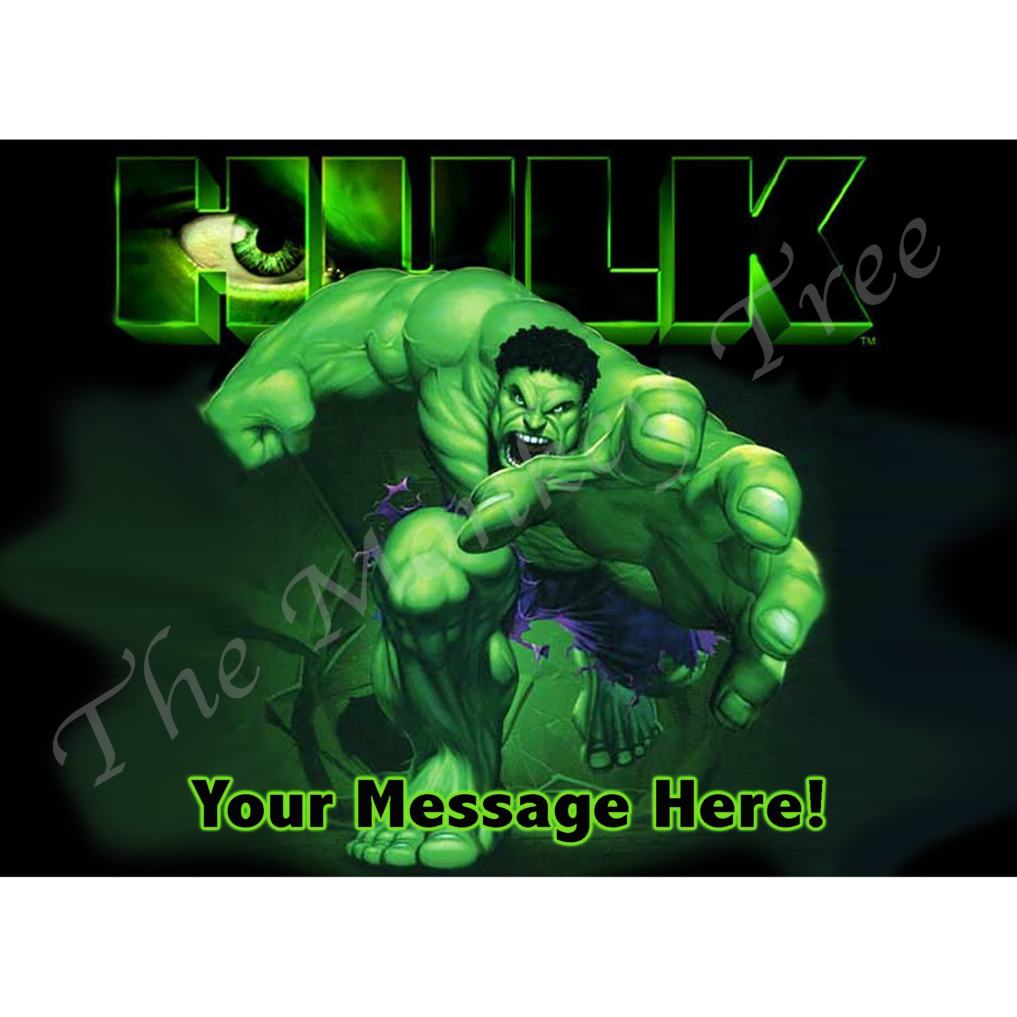Incredible Hulk A4 Edible Image Cake Topper can be personalised 