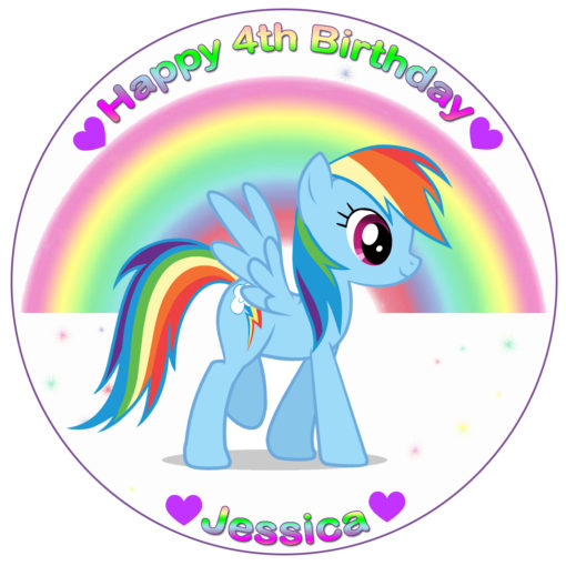 My little pony edible cake image topper fondant birthday unicorn rainbow dash