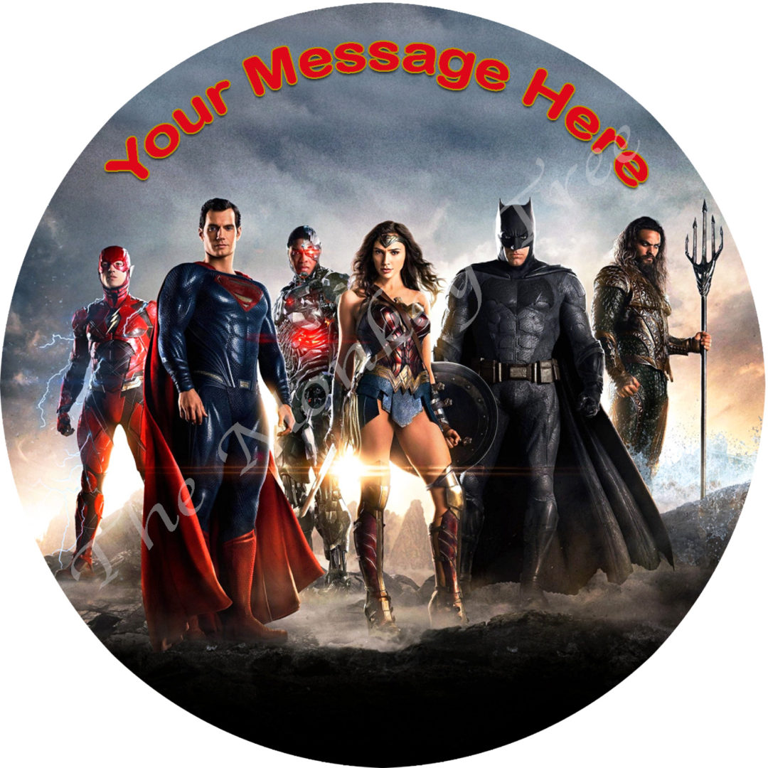 Justice League Edible Image Cake Topper can be personalised! The