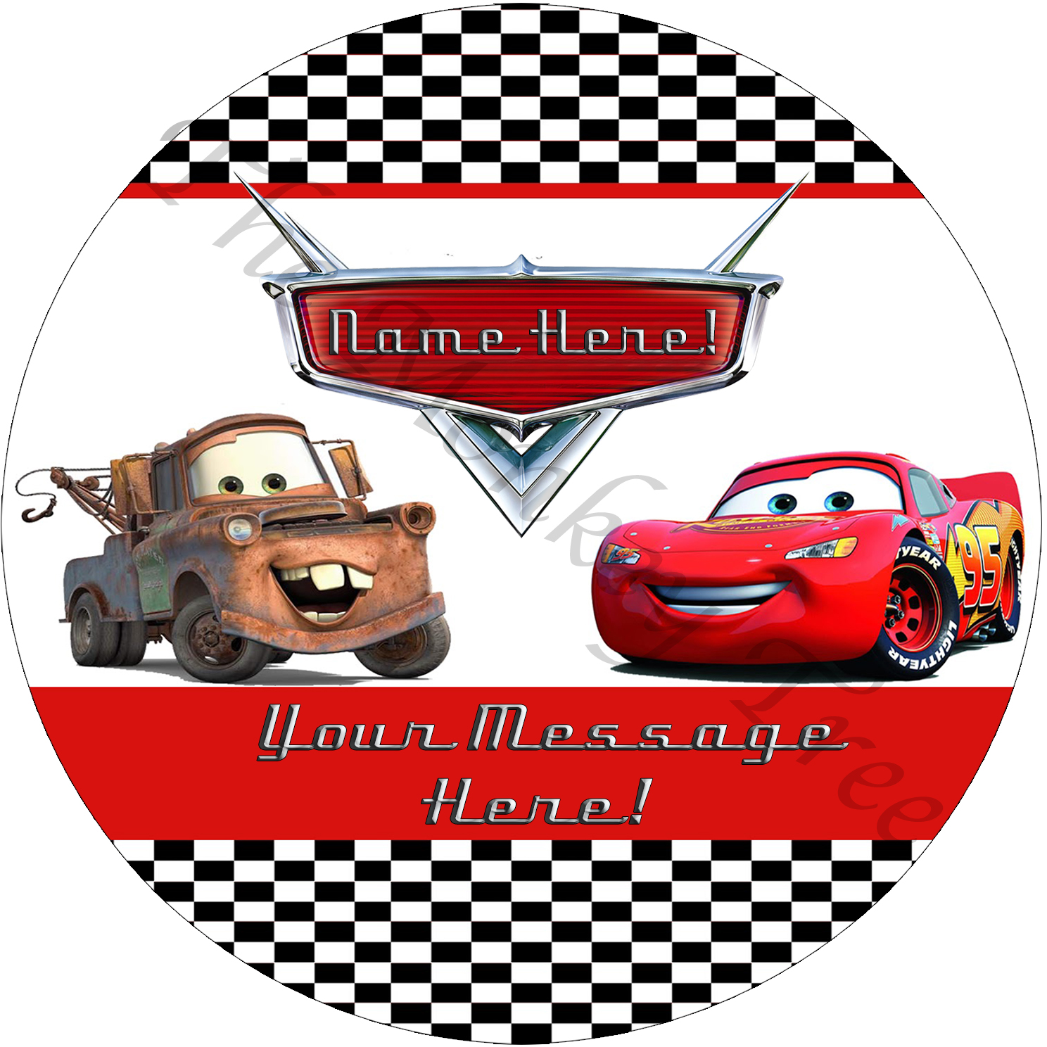 Cars - Lightning McQueen & Tow Mater Edible Cake Image Topper - can be  personalised! - The Monkey Tree