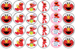 Elmo face edible cupcake topper birthday party cake image fondant