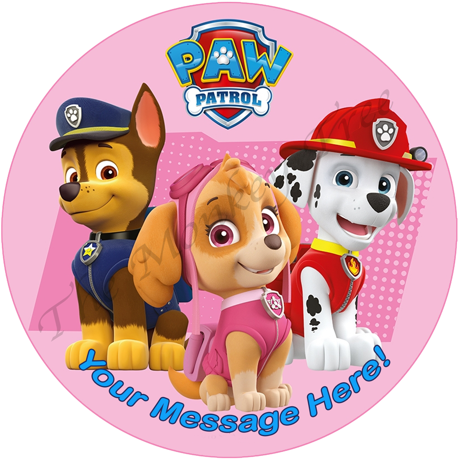 pasta Alert festspil Pink Paw Patrol Personalised Edible Cake Image - The Monkey Tree