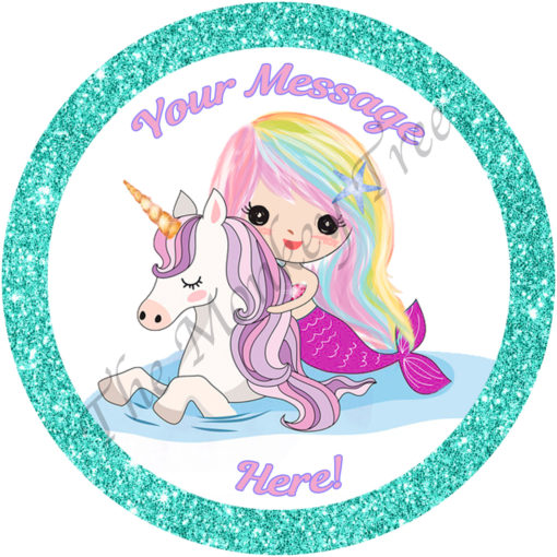 mermaid unicorn edible cake image birthday party magical glitter