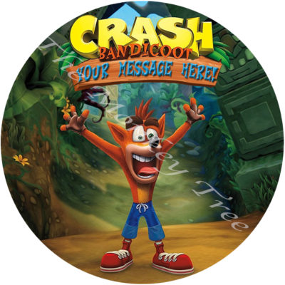 crash bandicoot a4 large edible cake image topper birthday party cupcake circle