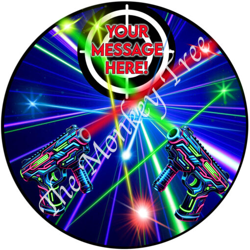 laser tag edible cake image birthday party topper fondant cupcake