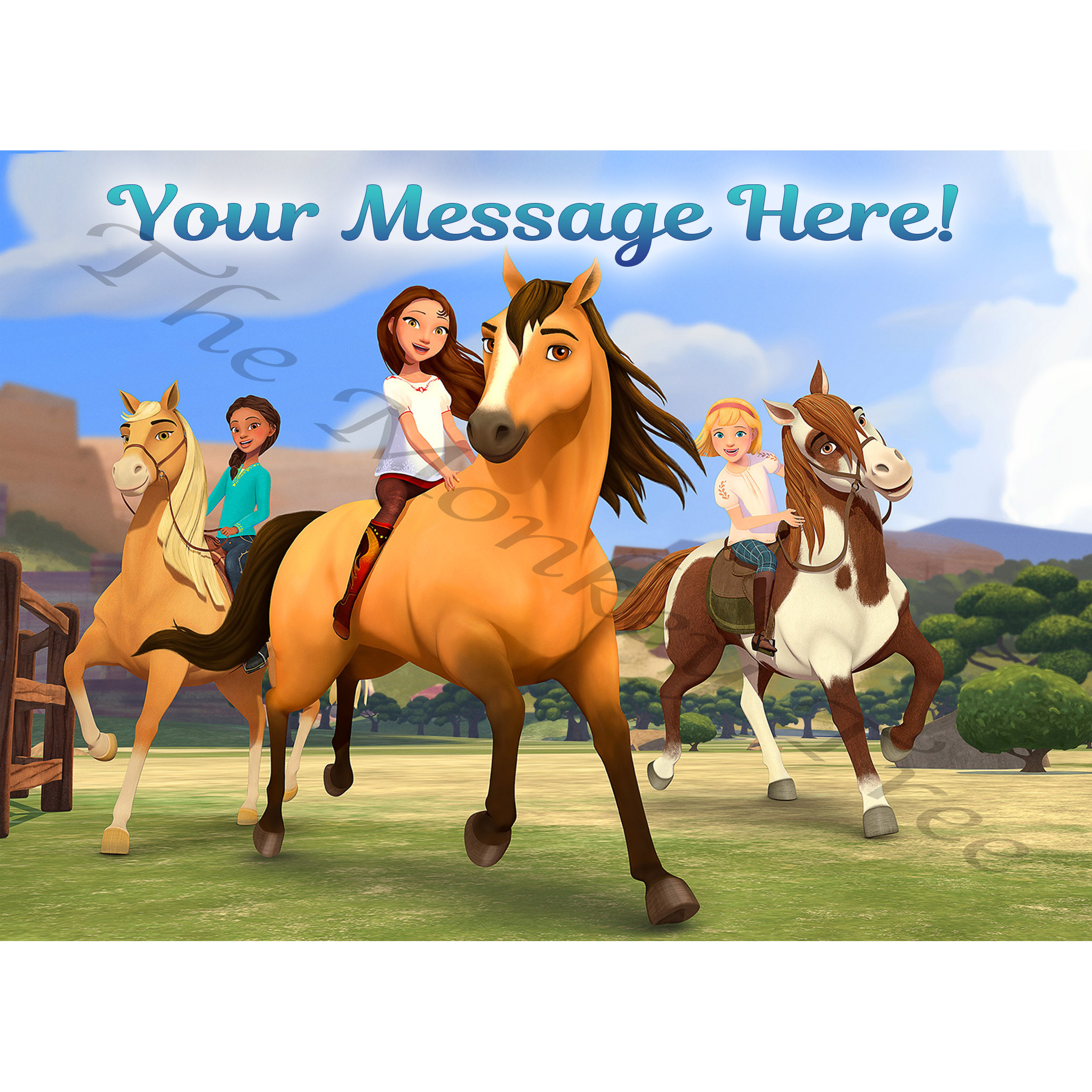 Spirit Riding Free Edible Cake Image.