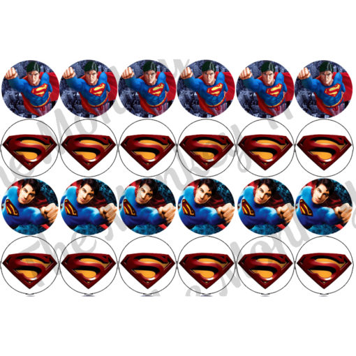 Superman Superhero Edible Cake Image Topper birthday party cupcake