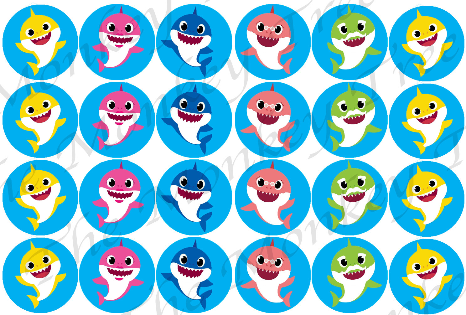 Baby Shark Edible Cupcake Toppers Set Of 24 The Monkey Tree