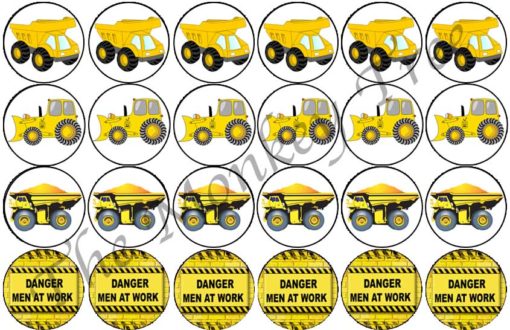 digger construction edible cupcake image fondant birthday building