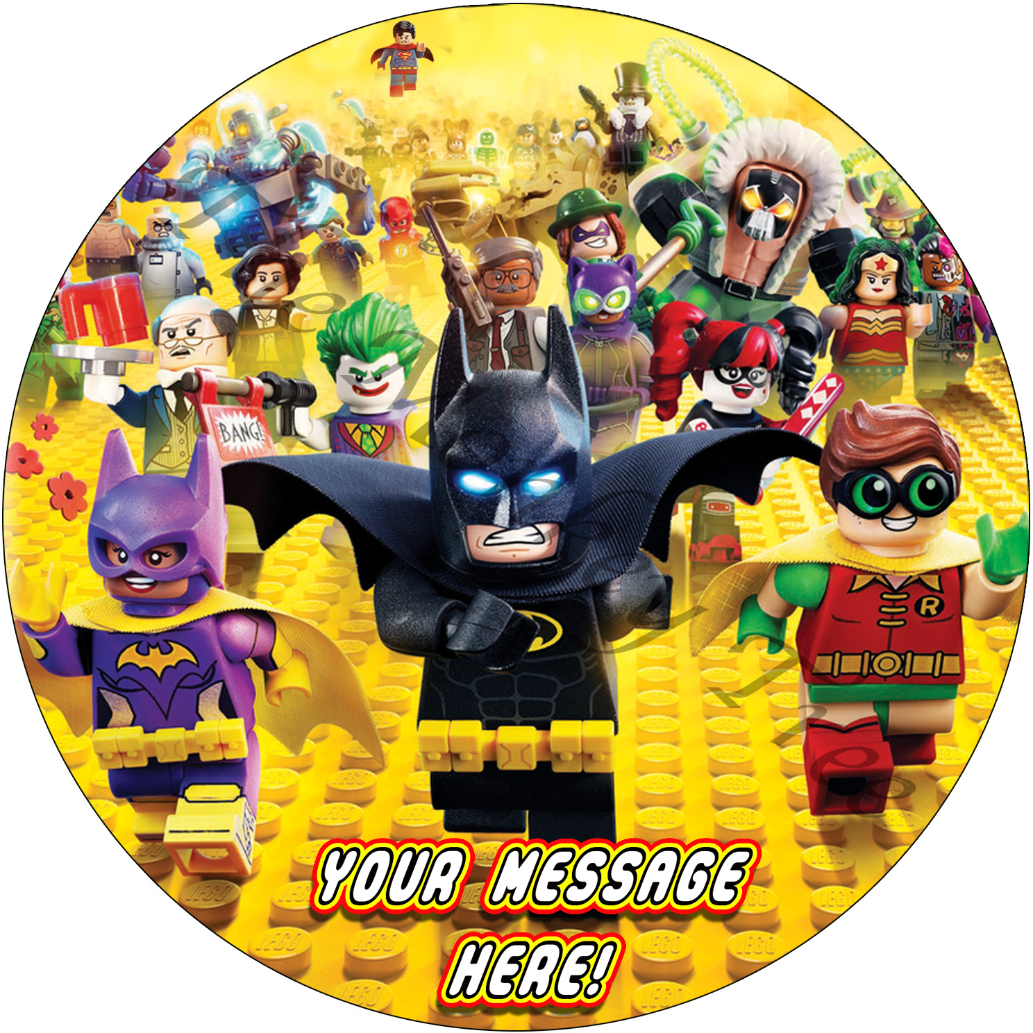 Personalized edible cake topper FREE SHIPPING in Canada LEGO BATMAN MOVIE 