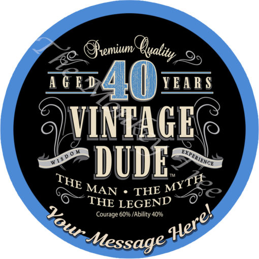 vintage dude edible cake image topper birthday 40th 50th 60th 70th