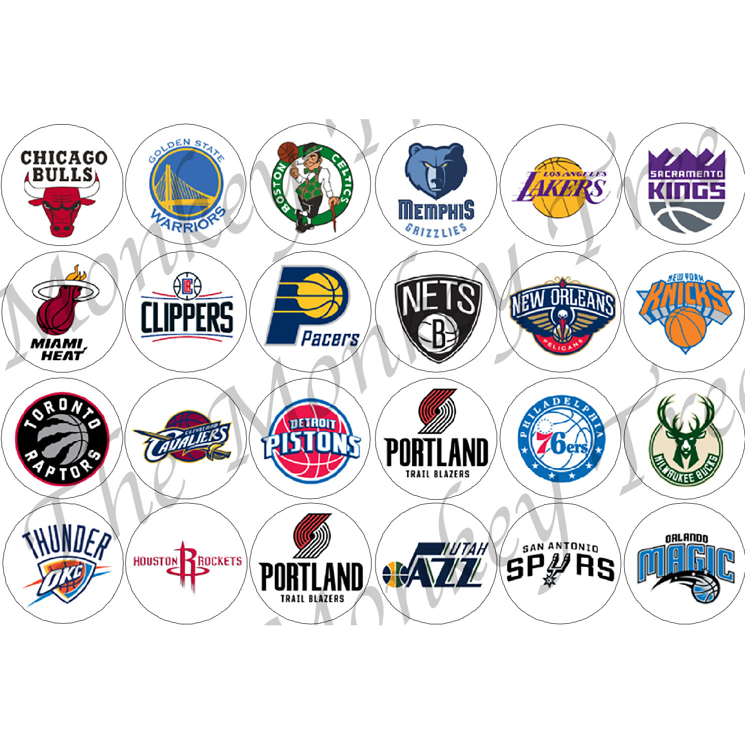 NBA Basketball Team Logos x 24 - fondant cupcake edible images ...