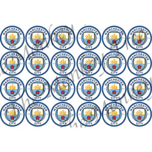 manchester city edible cake image fondant cupcake logo football soccer birthday party