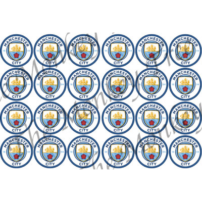 manchester city edible cake image fondant cupcake logo football soccer birthday party