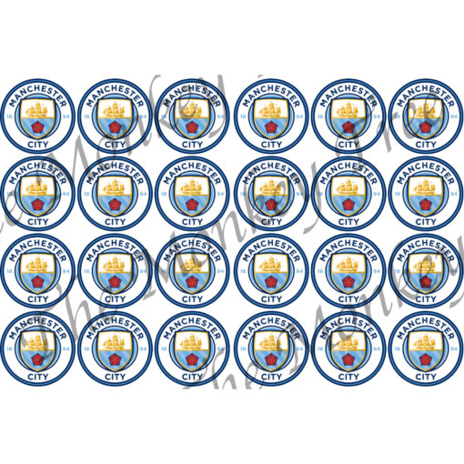 manchester city edible cake image fondant cupcake logo football soccer birthday party