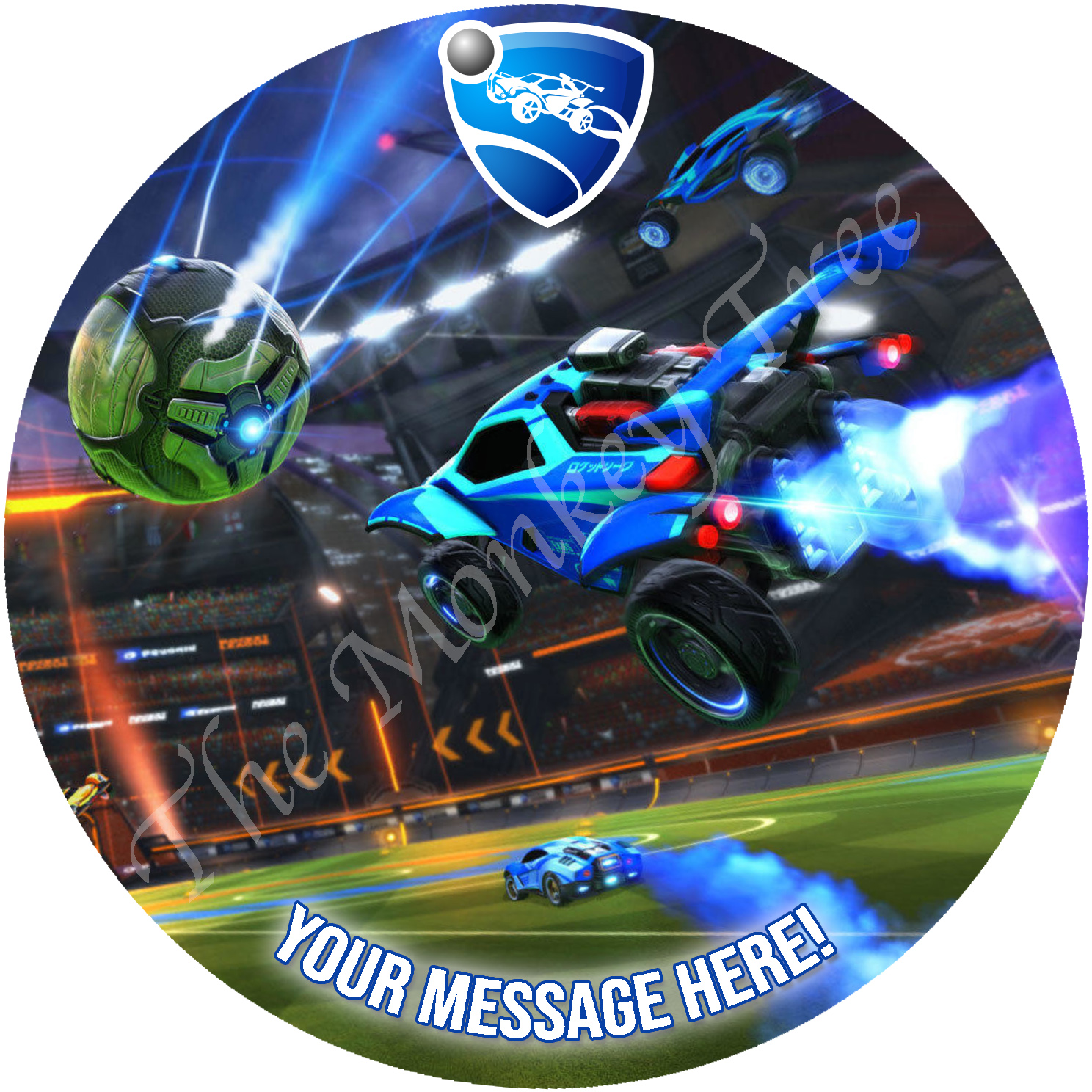 Rocket League Round Edible Cake Topper - can be personalised! - The Tree