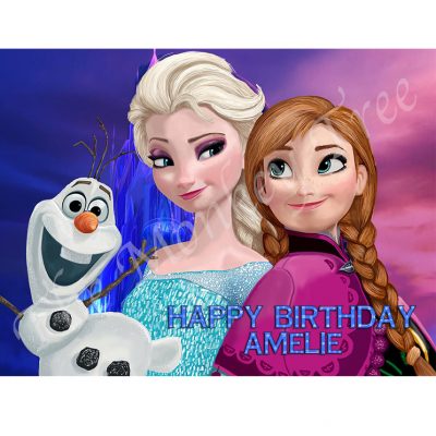 frozen elsa anna olaf edible cake image fondant