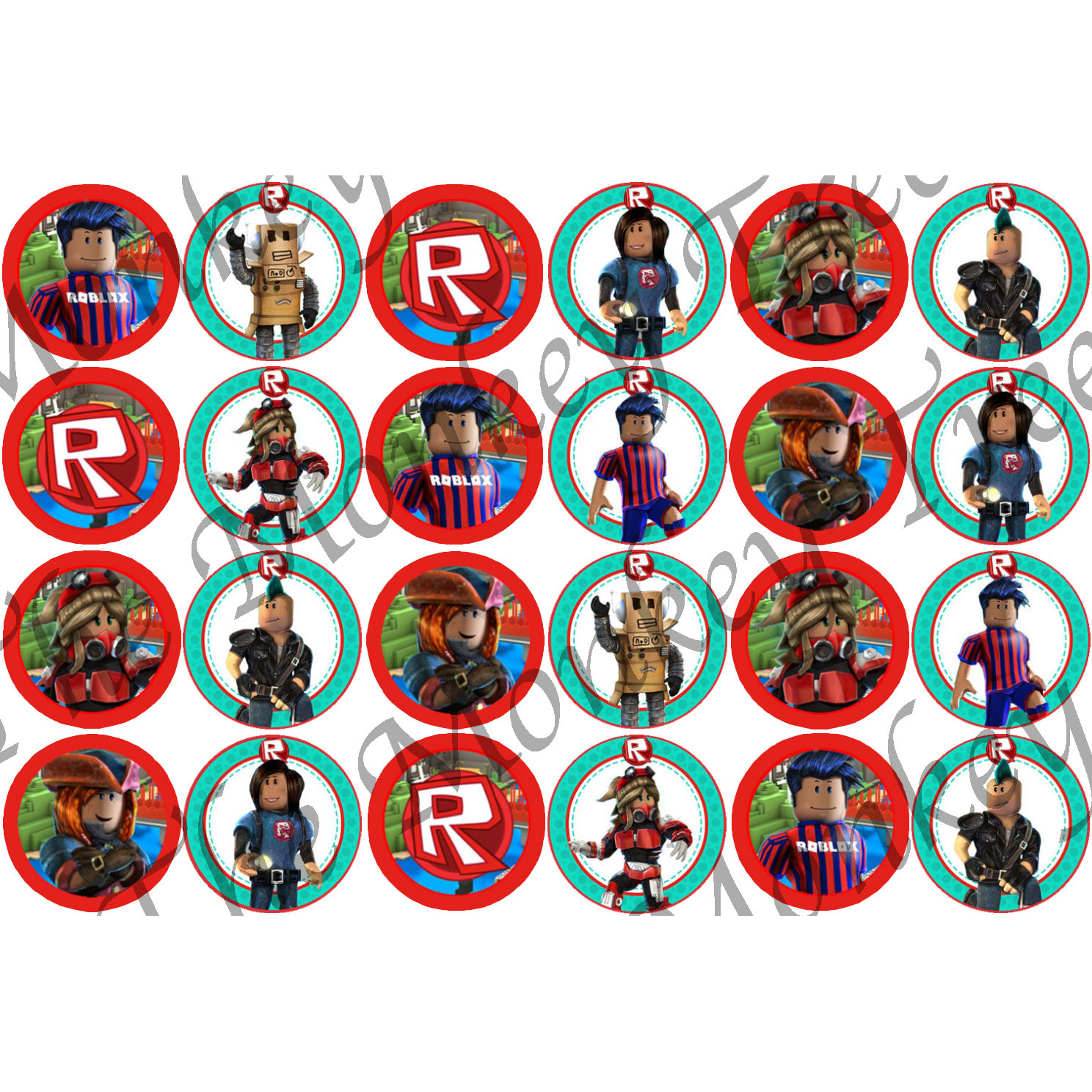 Roblox Theme Edible Wafer Cup Cake Toppers Standing or Disc